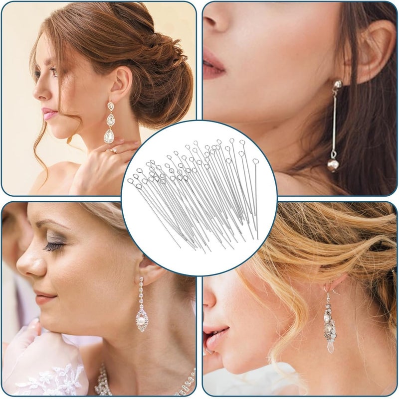 W. MM Hot 300 Pcs 1.6 Inch 304 Stainless Steel Open Eye Pins Headpins for Jewelry Necklace Making, (Silver) - Image 4